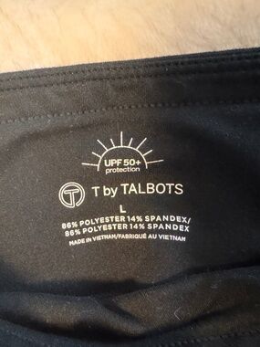 T by Talbots High Rise Black Leggings with Reflector dots, L